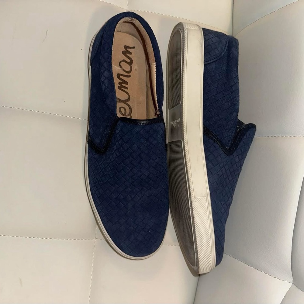 Sam Edelman Eric Blue Suede Slip Ons